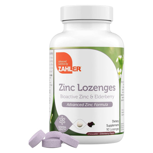 The product is 90-Count Zahler Elderberry Zinc Lozenges for Adults and Kids