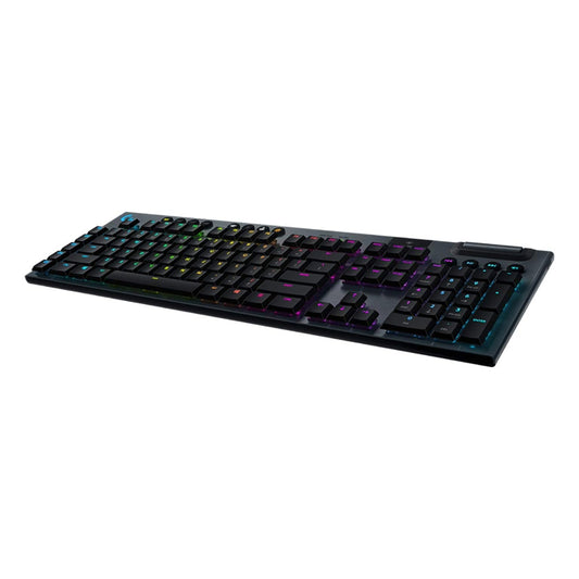 Black gaming keyboard with square keycaps and each key RGB backlighting