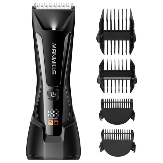 Small all-in-one waterproof electric trimmer with adjustable length guard combs